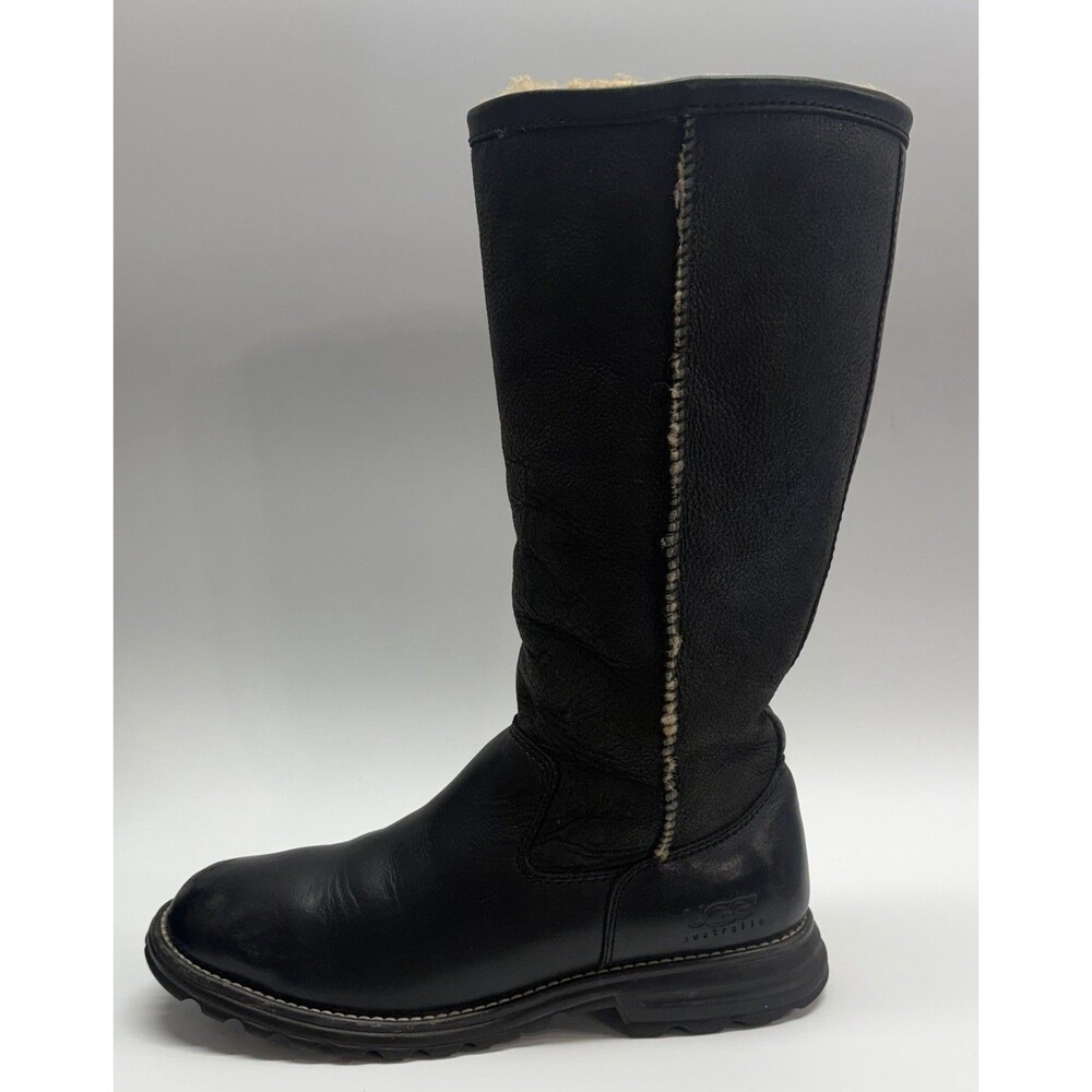 UGG Brooks Tall Boots Women's Size 8 Black Shearling Leather 5490 Winter - Picture 6 of 15